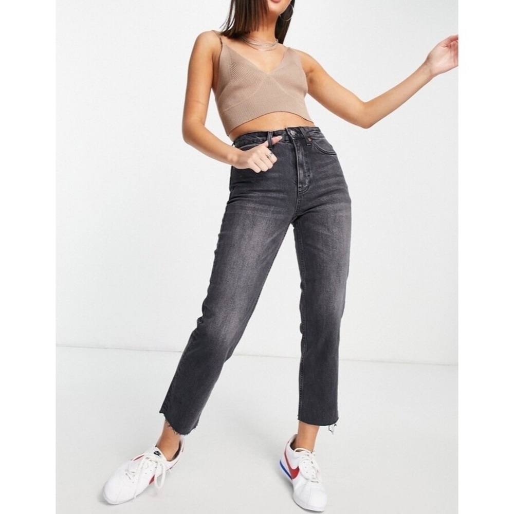 Topshop washed black straight leg jeans